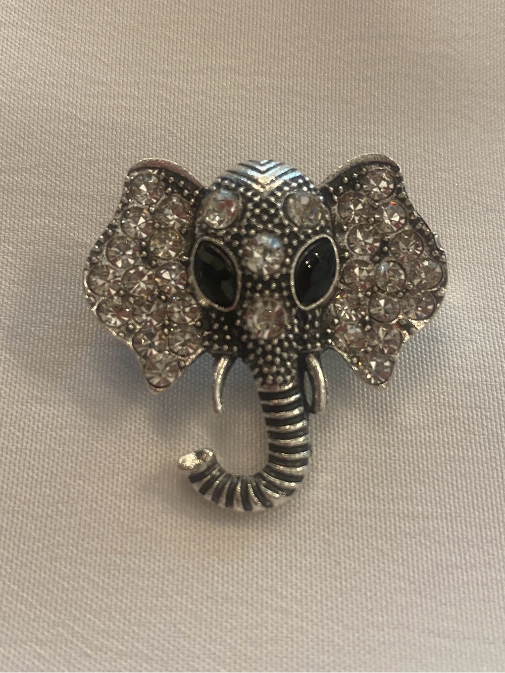 Elephant Brooch Pin Black Silver New